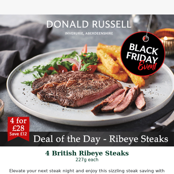 💥 Black Friday | 4 Ribeye Steaks £28 💥