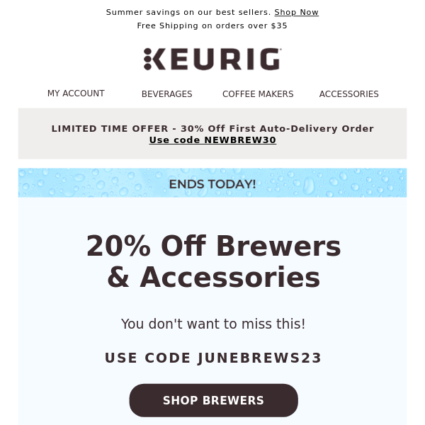 LAST CHANCE! | 20% off brewers & accessories