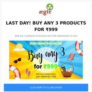 ⏰⏰⏰ LAST DAY! BUY ANY 3 PRODUCTS FOR ₹999 ⏰⏰⏰