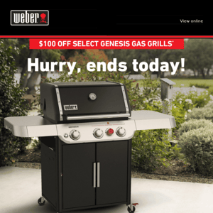 Ends Today! $100 Off Select Genesis Grills!