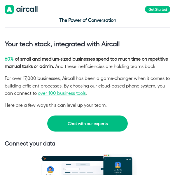 Your tech stack, integrated with Aircall