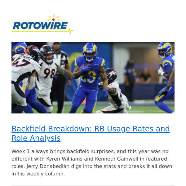 Backfield Breakdown: RB Usage Rates and Role Analysis from Week 1