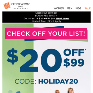 Time is almost up! Here's $20 OFF to finish your shopping