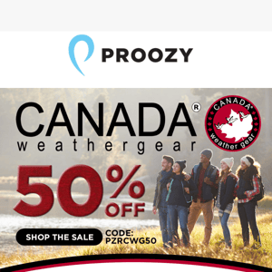 Extra 50% off all Canada Weather Gear!