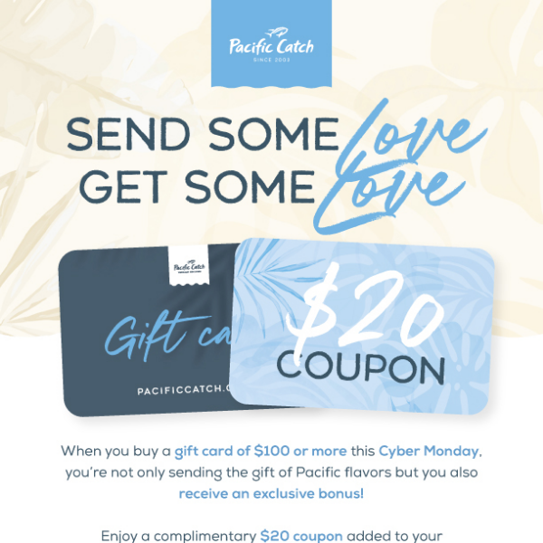 Today only - give a $100 e-gift card, get a $20 Reward!