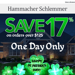 SAVE 17% On Orders Over $125- One Day Only!