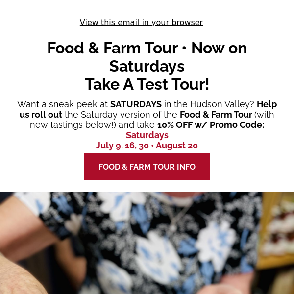 Food & Farm Test Tours on Saturdays - PROMO