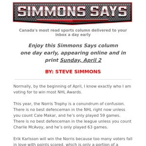 SIMMONS SAYS: No easy Norris choice