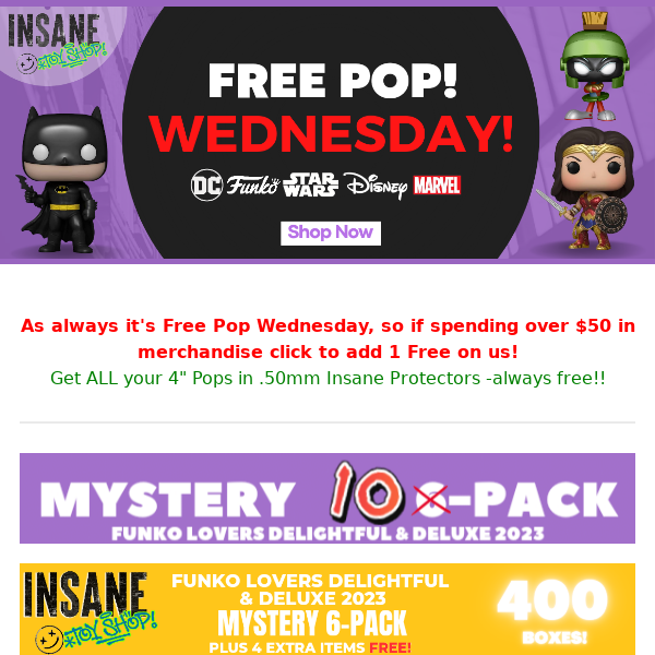 🎁 Free Pop Wed + New Lovers Mystery Box 🎁+ ⚡️The Flash Movie + 🦹🏻‍♂️Gotham Knights + MANY vaulted pops were just added!