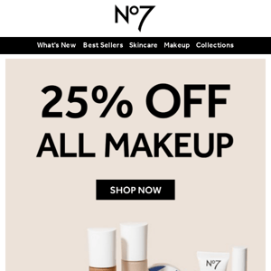 25% OFF All Makeup! Limited Time Only...