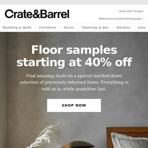UP TO 40% OFF | Floor sample stock-up