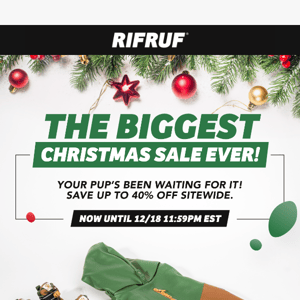 🎄‘Tis the season! Save up to 40% off on your from your pup’s favorite brand this Christmas!