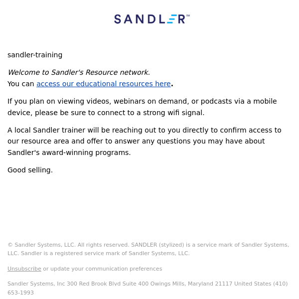 [Resources] Sandler's Ultimate Resource Guide