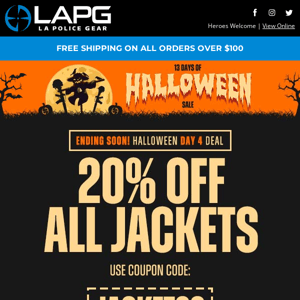 20% off jackets ends tonight!