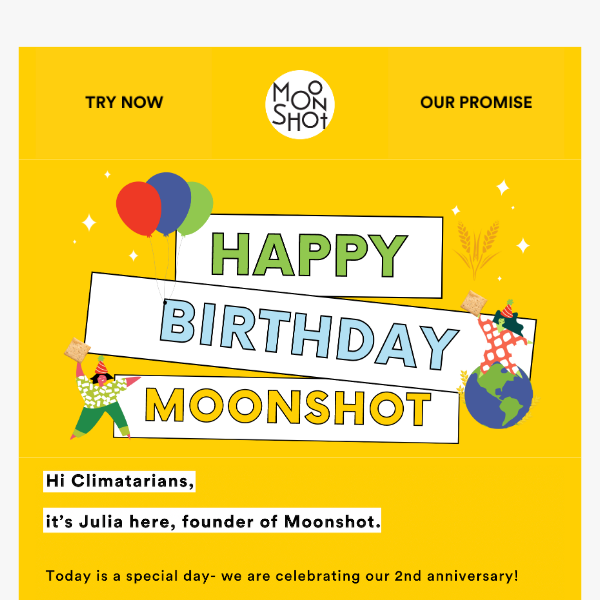 Moonshot’s turning 2️⃣! 🎉🥳🥂🎈