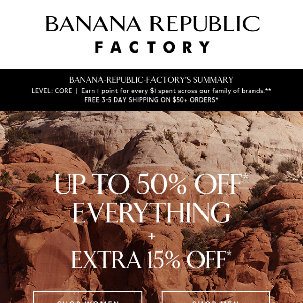 Up to 50% off everything for warmer days + an extra 15%