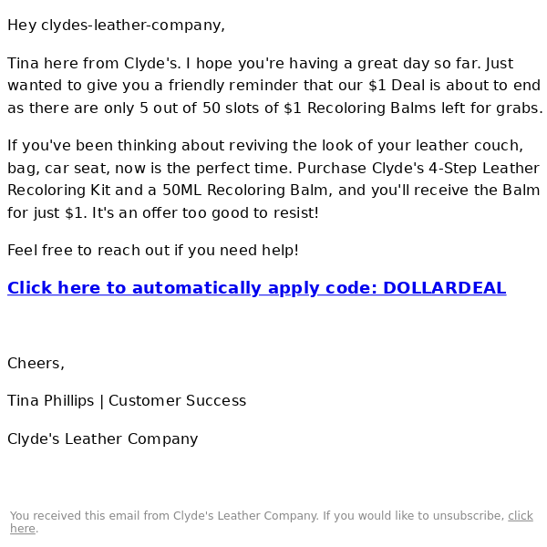 Clyde's Leather Company - Latest Emails, Sales & Deals