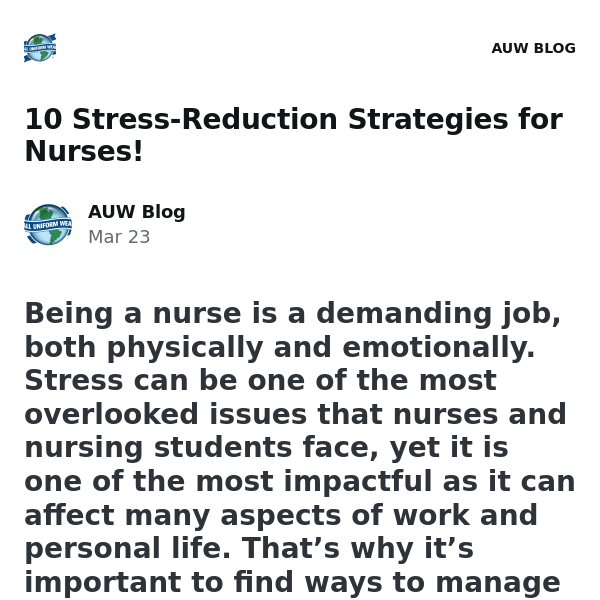 [New post] 10 Stress-Reduction Strategies for Nurses! 