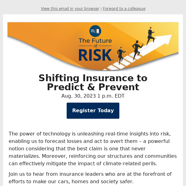 Webinar today: Future of Risk -- Shifting to Predict and Prevent