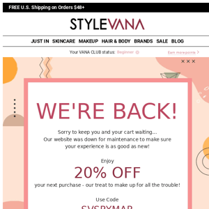 Here's 20% OFF to say we're SORRY for the trouble