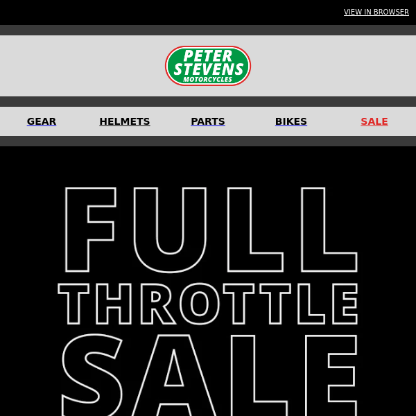 LAST CHANCE, ENDS TONIGHT! - 20% OFF ALL GEAR, ACCESSORIES, PARTS - Full Throttle Sale - NOW ON!!