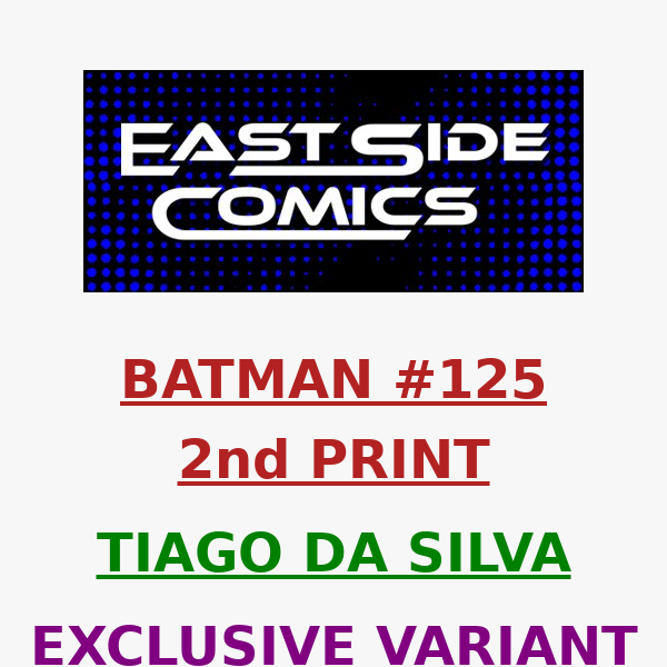 🔥PRE-SALE TOMORROW at 5PM (ET) 🔥 BATMAN #125 2nd PRINT TIAGO VARIANT 🔥 LIMITED TO 500 COPIES W/ COA 🔥 PRE-SALE WEDNESDAY (7/20) at 5PM (ET) / 2PM(PT)