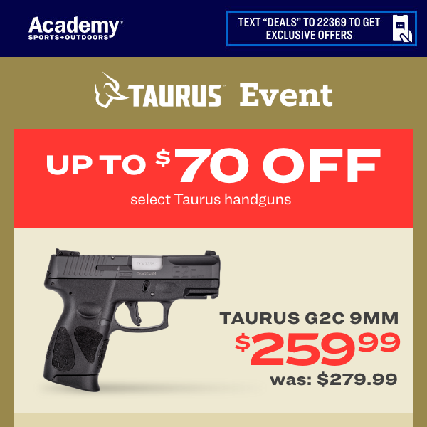 Up to $70 OFF Select Taurus Handguns
