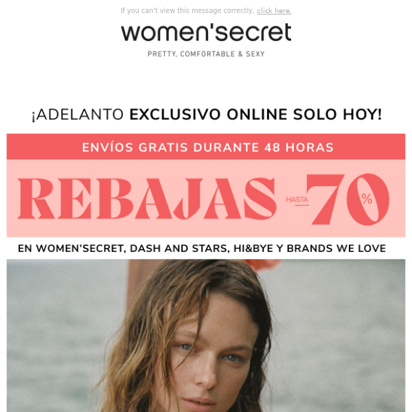 ¡REBAJAS: adelanto exclusivo online! 🤫Hasta -70%.