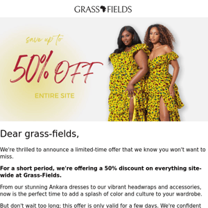 🎉 Huge Savings Alert: 50% Off Site-Wide on Grass-Fields!