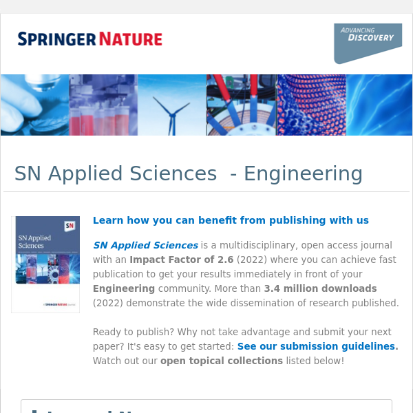 Engineering: Learn how you can benefit from publishing open access with us