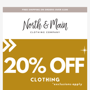 Feeling like a sale → 20% OFF CLOTHING! ✨