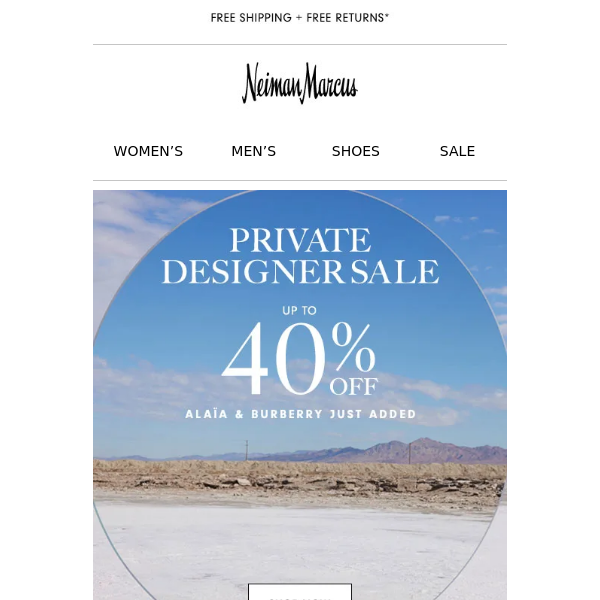 Private Designer Sale: Up to 40% off