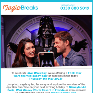 🌟 MAY THE 4th BE WITH YOU! Exclusive Star Wars ‘Goody Bag’ for bookings made TODAY! 🌟