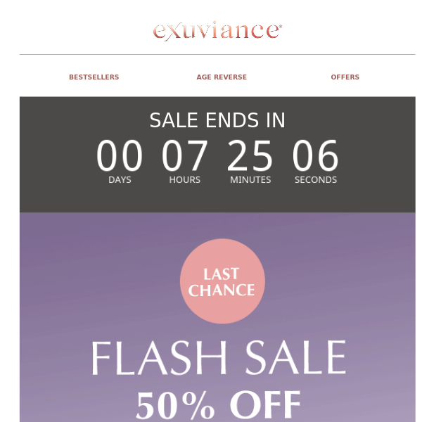 Hurry Up! 50% OFF on Exuviance Products Ends Tonight 🕛