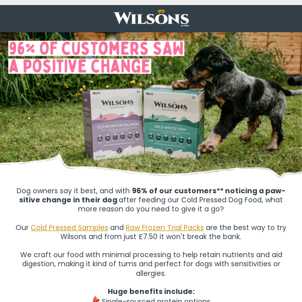 96% of our customers saw a positive change 🐾