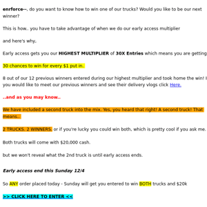 2 trucks. 2 winners. 🚨