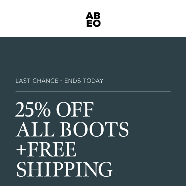 Ends Today: 25% Off All Boots