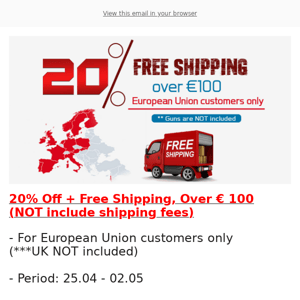 20% Off + Free Shipping, Order over €100