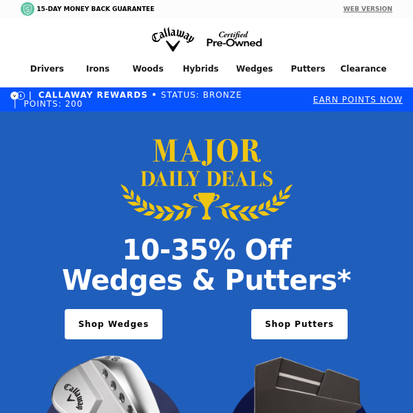 Don’t Miss Today's Deal: Up To 35% Off Wedges & Putters