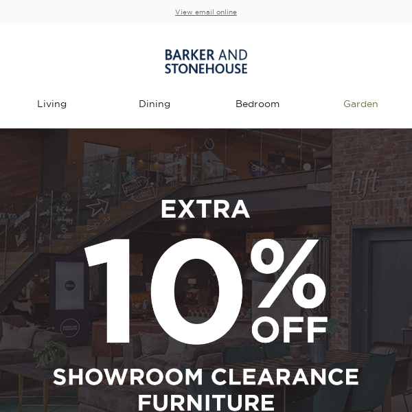 Extra 10% off Showroom Clearance this weekend!
