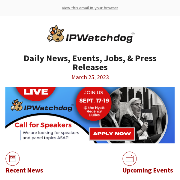 IPWatchdog: "Other Barks & Bites for Friday, March 24: Non-DOCX Fee Delayed Further; SCOTUS Petition Says Hirshfeld’s Review of PTAB Decision Violat