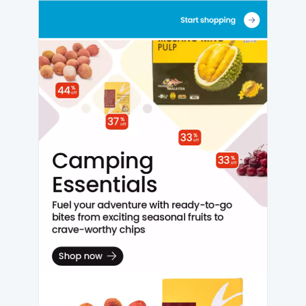 LIMITED TIME SALE ⏰🏕️ Camping Essentials: Fruits, Snacks & More