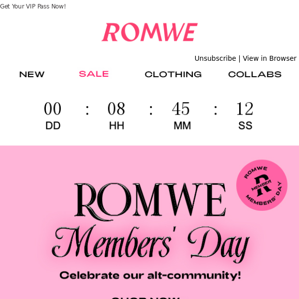 ⏰ROMWE Members' Day ends soon!