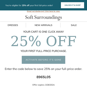 For Your Cart Only: 25% Off