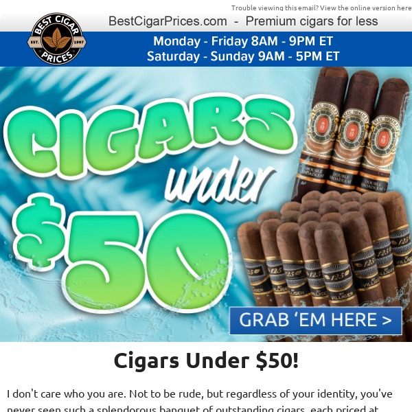 🤑 Cigars Under $50 🤑