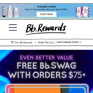 Free bag & comb with $75+, just for you.