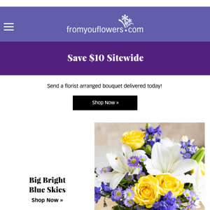 $10 Off Hand Arranged Bouquets!
