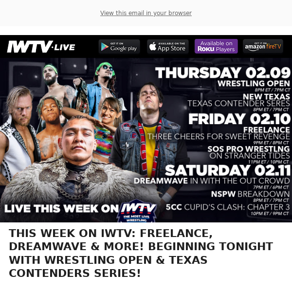 TONIGHT LIVE ON IWTV - Wrestling Open & Texas Contenders Series!