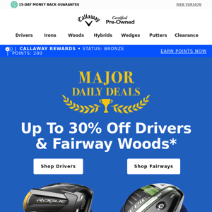 One-Day Only: Up To 30% Off Drivers & Fairway Woods