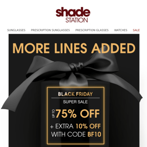 Black Friday Super Sale! More lines Added